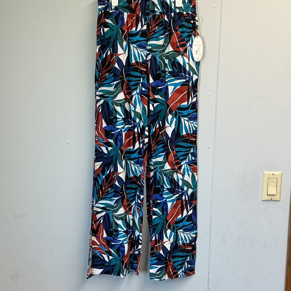 Tropical Leaf Print Swim Coverup Pants